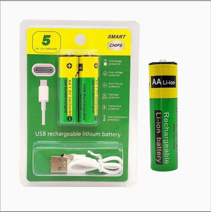 Type C Rechargeable AA Batteries 800mWh (2 Pack)