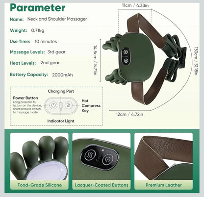 Wireless Portable Shiatsu Neck and Back Massager