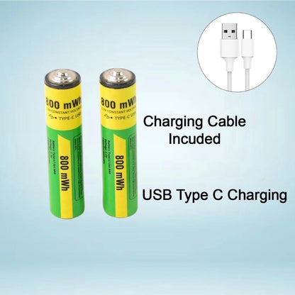 Type C Rechargeable AA Batteries 800mWh (2 Pack)