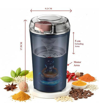 Portable Electric Coffee Grinder Spice & Coffee Bean Grinder Stainless Steel 4 Blade Mixer Grinder for Masala & Herb Push Button Control Durable Grinding Machine for Dry Item (Medium)